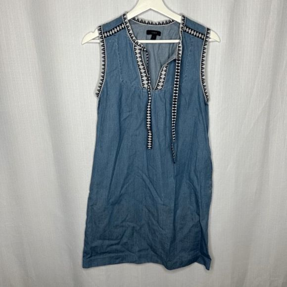 J. Crew Blue Chambray Denim Dress - Picture 1 of 5